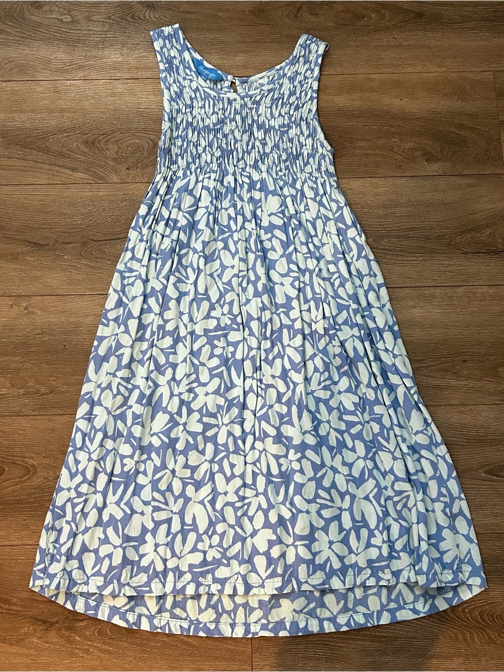 Girls' Light Blue Floral Smocked Sundress - Kids Casual Dress
